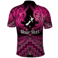 Personalised Aotearoa Matariki Polo Shirt Pink Fern Maori Poutama