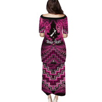 Personalised Aotearoa Matariki Puletasi Pink Fern Maori Poutama