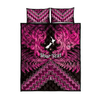 Personalised Aotearoa Matariki Quilt Bed Set Pink Fern Maori Poutama