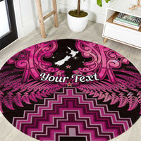 Personalised Aotearoa Matariki Round Carpet Pink Fern Maori Poutama LT01 Pink - Polynesian Pride
