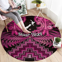 Personalised Aotearoa Matariki Round Carpet Pink Fern Maori Poutama LT01 - Polynesian Pride