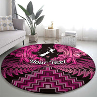 Personalised Aotearoa Matariki Round Carpet Pink Fern Maori Poutama LT01 - Polynesian Pride