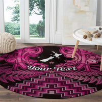 Personalised Aotearoa Matariki Round Carpet Pink Fern Maori Poutama LT01 - Polynesian Pride