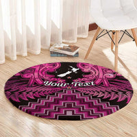 Personalised Aotearoa Matariki Round Carpet Pink Fern Maori Poutama LT01 - Polynesian Pride