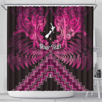 Personalised Aotearoa Matariki Shower Curtain Pink Fern Maori Poutama