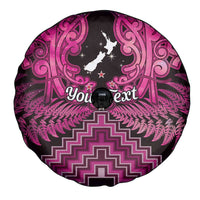 Personalised Aotearoa Matariki Spare Tire Cover Pink Fern Maori Poutama