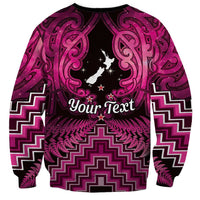 Personalised Aotearoa Matariki Sweatshirt Pink Fern Maori Poutama