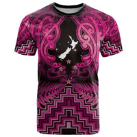 Personalised Aotearoa Matariki T Shirt Pink Fern Maori Poutama