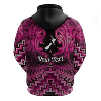 Personalised Aotearoa Matariki Zip Hoodie Pink Fern Maori Poutama LT01 - Polynesian Pride