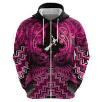 Personalised Aotearoa Matariki Zip Hoodie Pink Fern Maori Poutama LT01 - Polynesian Pride