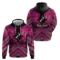 Personalised Aotearoa Matariki Zip Hoodie Pink Fern Maori Poutama LT01 - Polynesian Pride