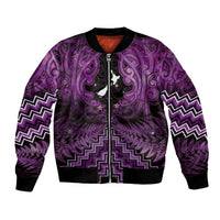 Personalised Aotearoa Matariki Bomber Jacket Purple Fern Maori Poutama