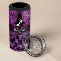 Personalised Aotearoa Matariki 4 in 1 Can Cooler Tumbler Purple Fern Maori Poutama