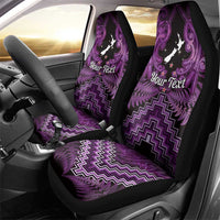 Personalised Aotearoa Matariki Car Seat Cover Purple Fern Maori Poutama
