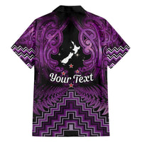 Personalised Aotearoa Matariki Family Matching Puletasi and Hawaiian Shirt Purple Fern Maori Poutama LT01 - Polynesian Pride