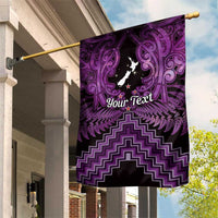 Personalised Aotearoa Matariki Garden Flag Purple Fern Maori Poutama