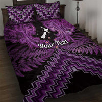 Personalised Aotearoa Matariki Quilt Bed Set Purple Fern Maori Poutama