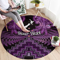 Personalised Aotearoa Matariki Round Carpet Purple Fern Maori Poutama LT01 - Polynesian Pride