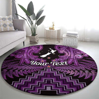 Personalised Aotearoa Matariki Round Carpet Purple Fern Maori Poutama LT01 - Polynesian Pride