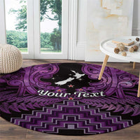 Personalised Aotearoa Matariki Round Carpet Purple Fern Maori Poutama LT01 - Polynesian Pride