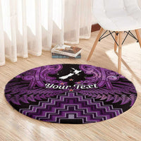 Personalised Aotearoa Matariki Round Carpet Purple Fern Maori Poutama LT01 - Polynesian Pride