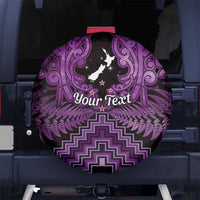 Personalised Aotearoa Matariki Spare Tire Cover Purple Fern Maori Poutama