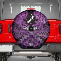 Personalised Aotearoa Matariki Spare Tire Cover Purple Fern Maori Poutama