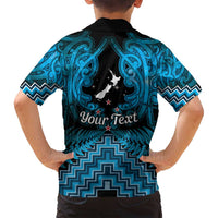 Personalised Aotearoa Matariki Family Matching Summer Maxi Dress and Hawaiian Shirt Turquoise Fern Maori Poutama