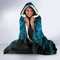 Personalised Aotearoa Matariki Hooded Blanket Turquoise Fern Maori Poutama