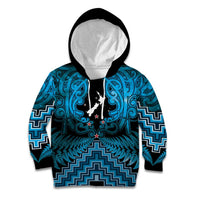 Personalised Aotearoa Matariki Kid Hoodie Turquoise Fern Maori Poutama