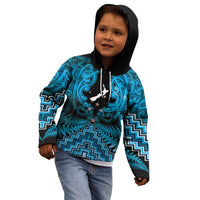 Personalised Aotearoa Matariki Kid Hoodie Turquoise Fern Maori Poutama