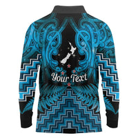 Personalised Aotearoa Matariki Long Sleeve Polo Shirt Turquoise Fern Maori Poutama