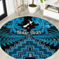 Personalised Aotearoa Matariki Round Carpet Turquoise Fern Maori Poutama LT01 Turquoise - Polynesian Pride
