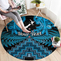 Personalised Aotearoa Matariki Round Carpet Turquoise Fern Maori Poutama LT01 - Polynesian Pride