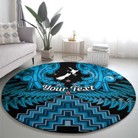 Personalised Aotearoa Matariki Round Carpet Turquoise Fern Maori Poutama LT01 - Polynesian Pride