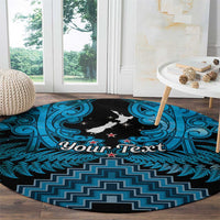 Personalised Aotearoa Matariki Round Carpet Turquoise Fern Maori Poutama LT01 - Polynesian Pride