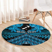 Personalised Aotearoa Matariki Round Carpet Turquoise Fern Maori Poutama LT01 - Polynesian Pride