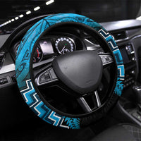 Aotearoa Matariki Steering Wheel Cover Turquoise Fern Maori Poutama