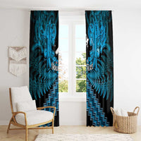 Personalised Aotearoa Matariki Window Curtain Turquoise Fern Maori Poutama