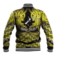 Personalised Aotearoa Matariki Baseball Jacket Yellow Fern Maori Poutama