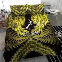 Personalised Aotearoa Matariki Bedding Set Yellow Fern Maori Poutama