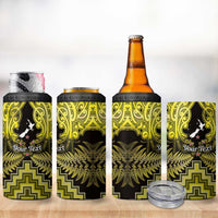 Personalised Aotearoa Matariki 4 in 1 Can Cooler Tumbler Yellow Fern Maori Poutama