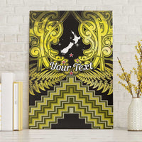 Personalised Aotearoa Matariki Canvas Wall Art Yellow Fern Maori Poutama