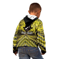 Personalised Aotearoa Matariki Kid Hoodie Yellow Fern Maori Poutama