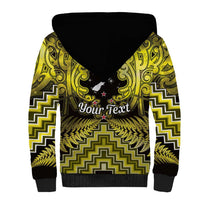 Personalised Aotearoa Matariki Sherpa Hoodie Yellow Fern Maori Poutama