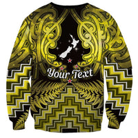 Personalised Aotearoa Matariki Sweatshirt Yellow Fern Maori Poutama
