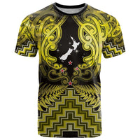 Personalised Aotearoa Matariki T Shirt Yellow Fern Maori Poutama
