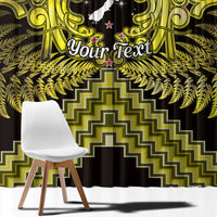 Personalised Aotearoa Matariki Window Curtain Yellow Fern Maori Poutama