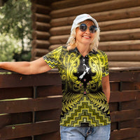 Personalised Aotearoa Matariki Women Polo Shirt Yellow Fern Maori Poutama