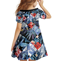 Hawaii Tropicana Blue Pattern Family Matching Off Shoulder Short Dress and Hawaiian Shirt - Polynesian Pride